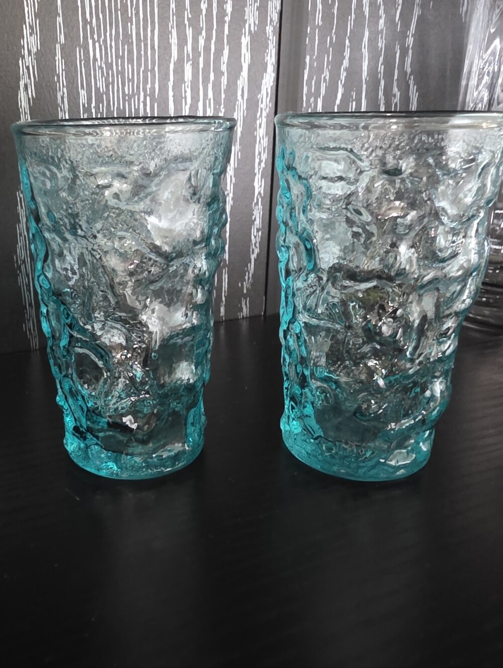 Textured Blue Glass Tumblers - Set of 2